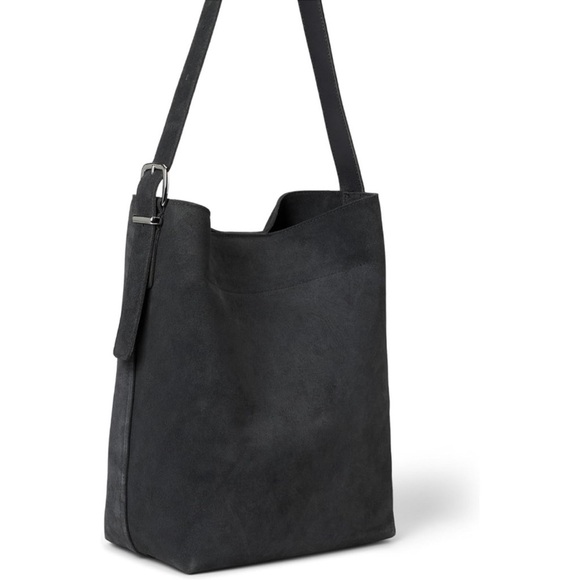 BNWT Madewell Grey Sleek Charcoal Suede Essential Bucket Tote Bag - Picture 4 of 15